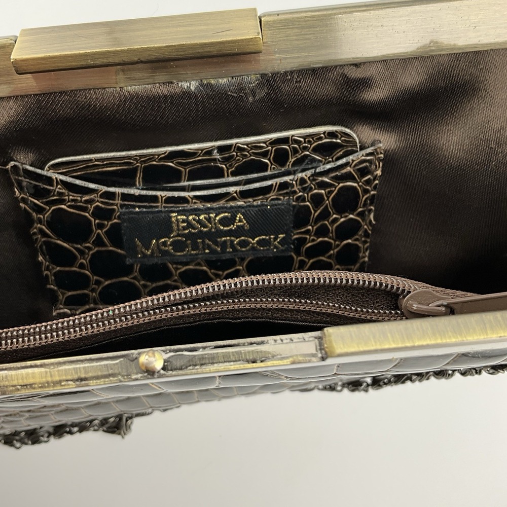 Jessica McClintock Vintage Clutch Patent Leather Crossbody Purse Retro 80s 11 in - Picture 8 of 16